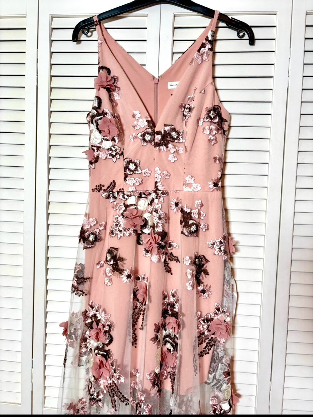 NWT Dress The Population Anthropologie Sidney Embroidered 3D Floral Gown Small - Picture 6 of 8